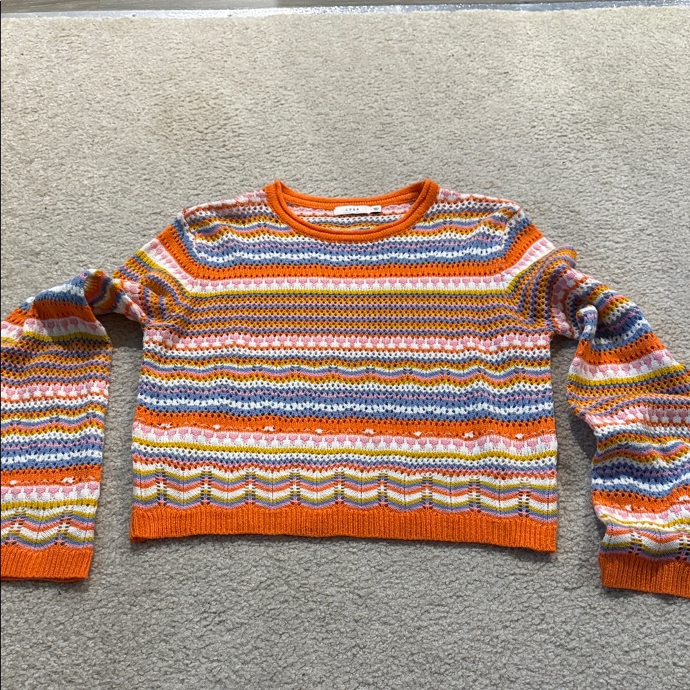 LUSH Colorful Striped Cropped Sweater
